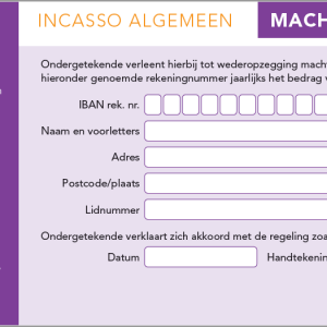 Machtigingskaart contributie lidmaatschap Leef3.nu